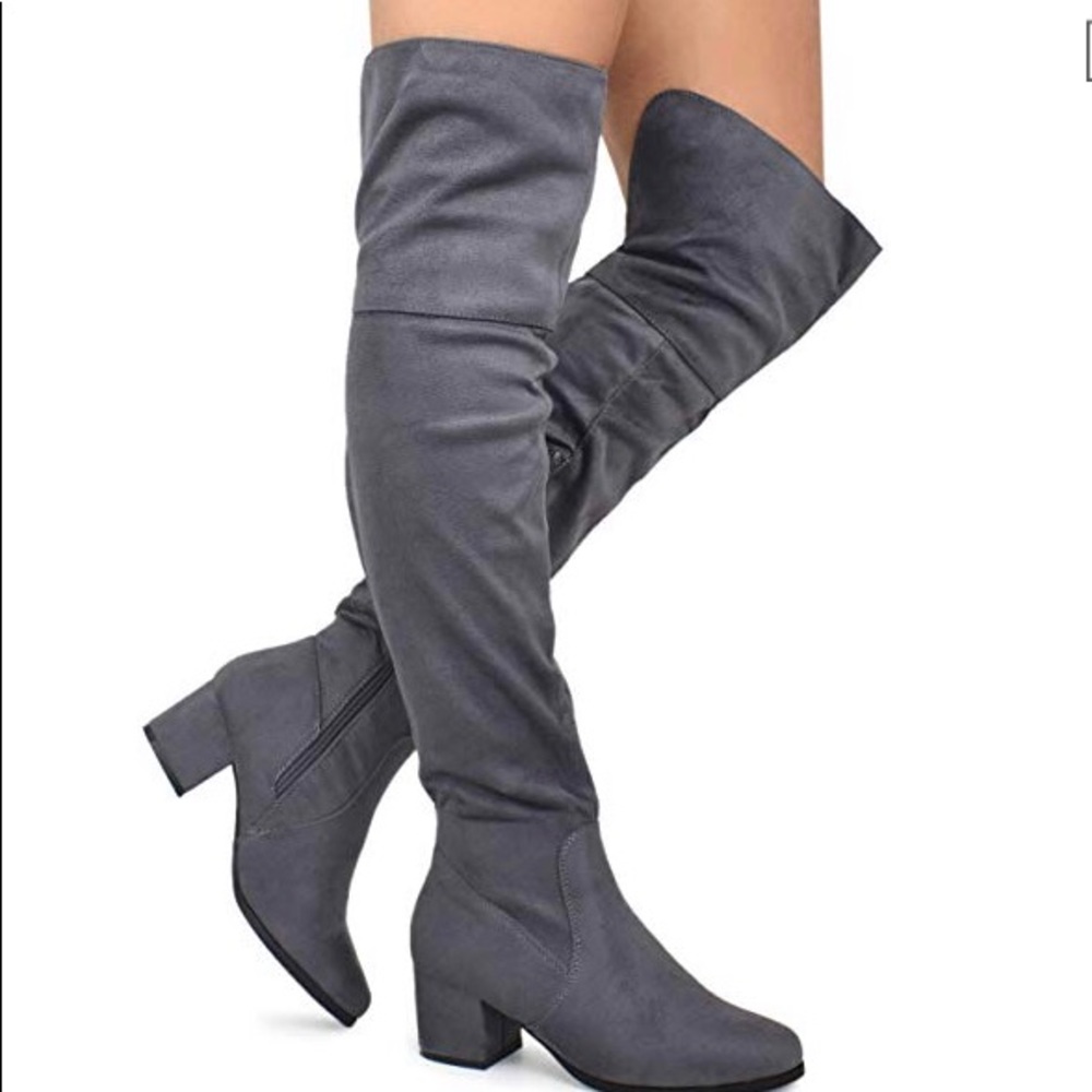 Gray over the knee boots
